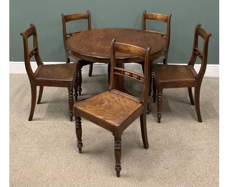 VICTORIAN MAHOGANY BREAKFAST TABLE, 72 (h) x 104cms (diam.) and five sabre back and bobbin chairsProvenance: private collecti