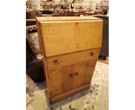 Light oak narrow bureau with fall front