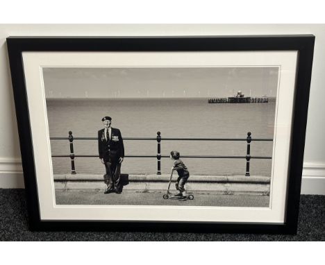 Framed Black &amp; White Photograph of D-Day Veteran Peter Smoothey. Overall size including frame 76cm x 56cm. This is his st