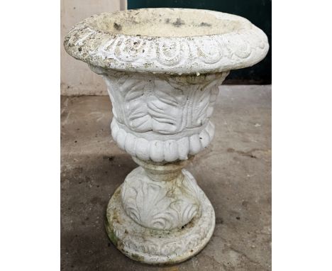 Decorative stoneware garden planter. Approx. 59cms H x 45cms D
used with wear due to age