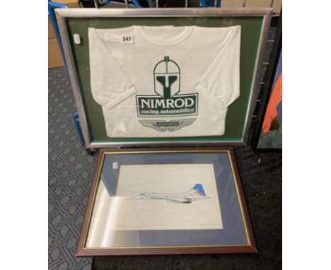 ASTON MARTIN NIMROD RACING AUTOMOBILES SHIRT FRAMED WITH A FRAMED PRINT OF CONCORD