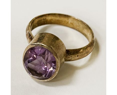 STERLING SILVER AMETHYST RING SIZE P