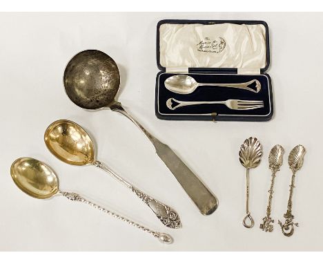 COLLECTION OF 800 SILVER, H/M SILVER &amp; WHITE METAL LADLE