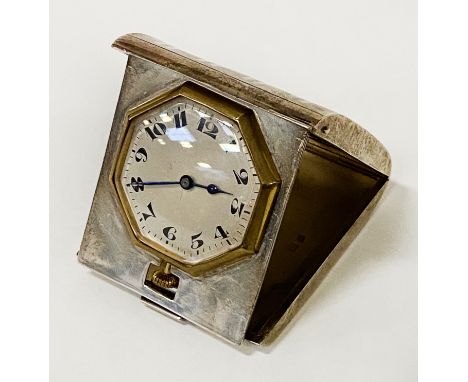 ART DECO STERLING SILVER TRAVEL CLOCK