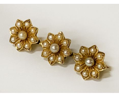 14CT GOLD TESTED PEARL BROOCH - APPROX 6.10 GRAM