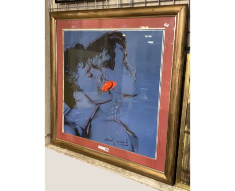 VINTAGE ANDY WARHOL ''QUERELLE'' BLUE POP ART PRINT 1983 - 69 X 69 CMS PRINT ONLY