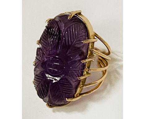 HM 18CT GOLD AMETHYST RING - SIZE J - APPROX 10.50 GRAMS