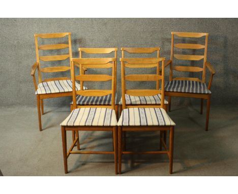 Carl Malmsten (1888-1972), a set of six Swedish beech ladder back dining chairs on stretchered supports, each chair stamped t