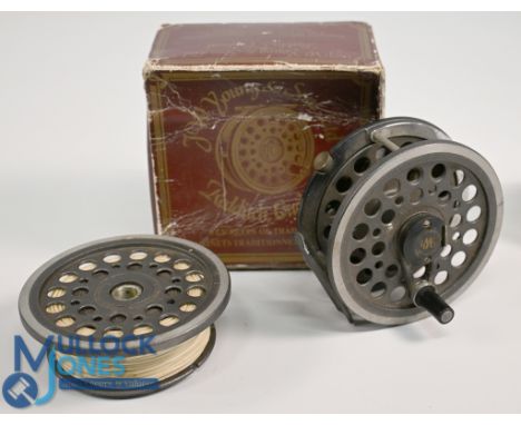 J W Young &amp; Sons 1510 Fifteen Hundred Series alloy multiplier fly reel 3 ½" ventilated spool, 2 screw latch, milled rim t