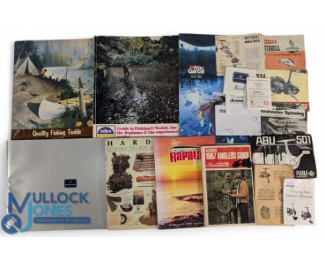 Fishing Catalogues and Reel Instruction Books, with a Hardy Tackle Guide C1980, Allcocks 1967 Anglers Guide, Rapala Book, Qua