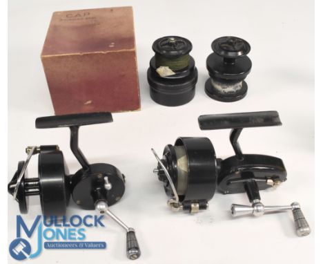 Mitchell fixed spool reel, good half bail and free spool, with 5 spare spools. Very light use, runs well. C A P France fixed 