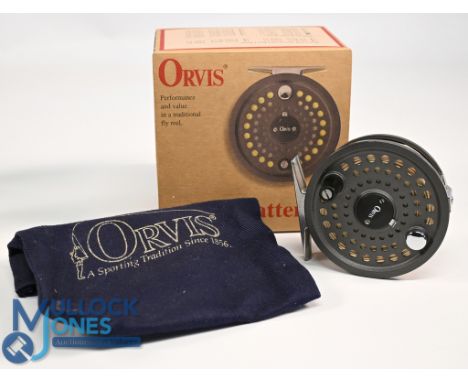 Orvis USA Made in England Battenkill 5/6 disc alloy trout fly reel, 3" ventilated spool, 2 screw latch, counter balanced hand