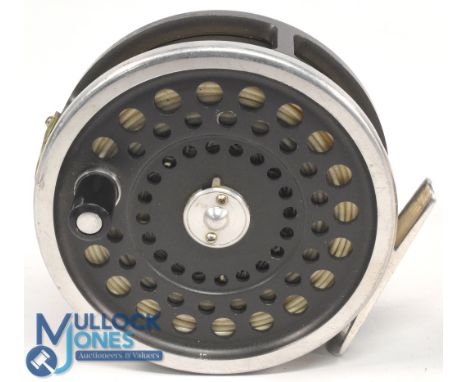 Hardy Bros "The Marquis" salmon No 1 alloy fly reel, 3 7/8" ventilated spool, 2 screw latch, black handle, rear tensioner, 'U