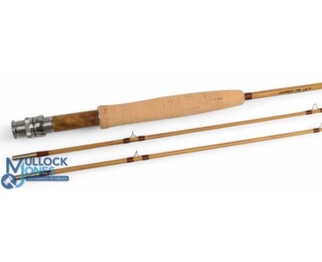 A very fine Zhus split cane trout fly rod No 120606001: 6ft 9" 2pc with spare tip, alloy uplocking reel seat and collar with 