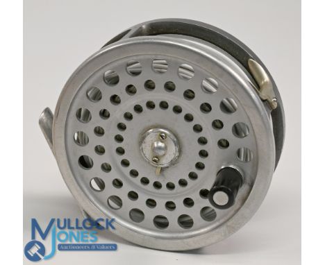 Hardy Bros "Marquis Salmon No 1" alloy fly reel, 3 7/8" ventilated narrow spool, 2 screw latch, black handle, rear tensioner,