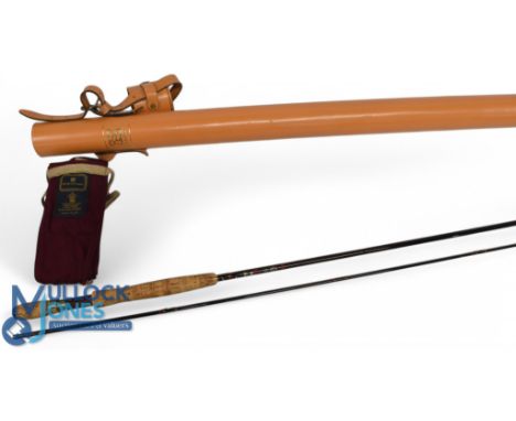 Hardy Alnwick "The Sovereign" carbon trout fly rod, 9ft 6" 2pc line 7#, alloy uplocking reel set and collar with wood insert 