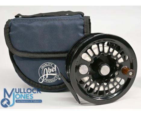 Abel USA Super 12 No 5818 alloy salmon fly reel 4 ½" ventilated wide spool, counter balanced handle, large rear spindle tensi