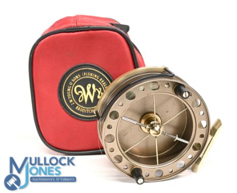 J W Young &amp; Sons "The Purist II" 2051 centre pin/trotting alloy reel, 4 ½" ventilated spool, twin handles, 6 spoke with t