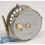 Hardy Bros "Bougle" alloy fly reel duplicated Mk2, 2 ¾" perforated spool with ivorine handle, milled