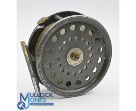 Fosters of Ashbourne by Dingle The Arrow, 3 ½" alloy trout fly reel, smooth brass foot, rim tension regulator, internally sta