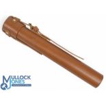 A fine Hardy Bros block leather steel lined Smuggler rod tube: 16 ½" x 1 3/4", all stitching and