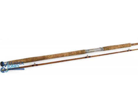 A Dawsons of Bromley "Challenger" split cane carp rod, 10ft 2pc, 32" handle with alloy uplocking reel set, stand off rings wi