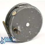 Hardy Bros "The Perfect" alloy trout fly reel 3 5/8" spool, black handle, milled rim tensioner,