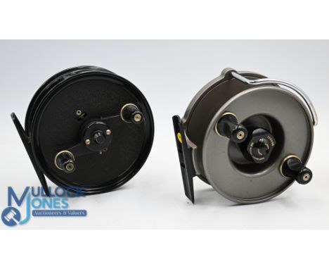 J W Young's Reels (2) features a Windex 4" centrepin reel in grey finish with line guide, on/off check, twin dimple handles, 