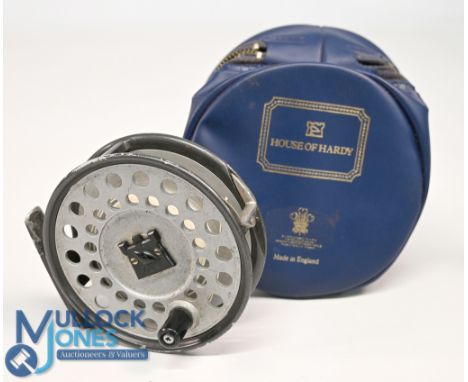 Hardy Bros "The Viscount" 140 alloy fly reel, 3 5/8" ventilated spool, 2 screw castle latch, black handle, rear tensioner, co
