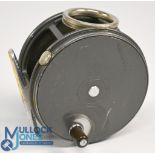 Hardy Bros "The Perfect" alloy salmon fly reel, 4 ¼" perforated wide spool, milled rim tensioner,
