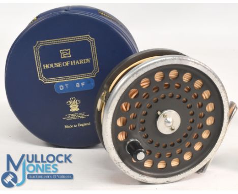 Hardy Bros "Marquis 10" alloy trout fly reel, 3 ¾" ventilated spool, 2 screw latch, black handle, rear tensioner, constant ch