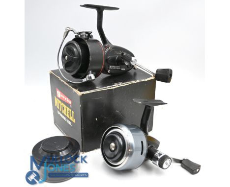Abu 506M closed face reel, fine condition, syncro drag, and a Garcia Mitchell Match 440A spinning reel, black finish with red