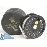 Hardy Bros "The Ultradisc" salmon fly reel, 4" wide ventilated spool, 2 screw latch, black handle,