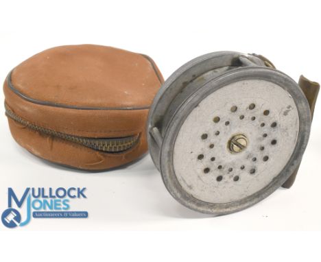 Hardy Bros "Perfect" alloy trout fly reel, 3" spool, strapped milled rim tensioner, straight line logo and Rod in Hand Tradem