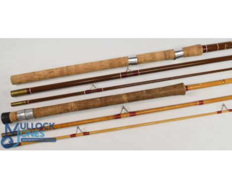 Goldcrest Brand Rodrill of London hollow glass match/float rod, 10ft 6" 3pc, 20" handle with alloy sliding reel fittings, red