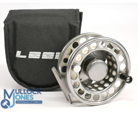 Loop Sweden alloy fly reel Ecotec HD 7 Ten 3 ¾" wide ventilated spool, Captive spool cap, counter balanced handle, tri lobal 