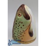 Early Trout Head Stirrup Cup, a fine painted porcelain Trout Head #11cm tall with guiding to lip