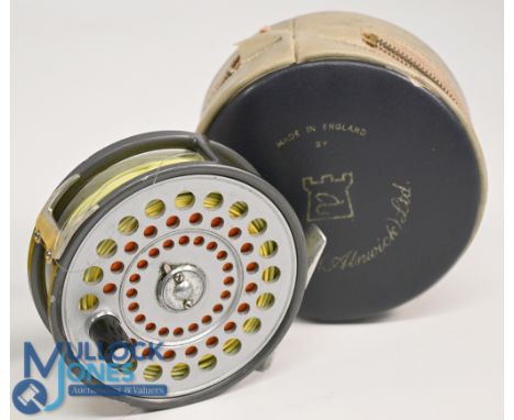 Hardy Bros "The St Aiden" alloy sea trout fly reel, 3 ¾" ventilated spool, 2 screw latch, black handle, milled rim tensioner,