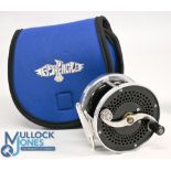 Bill Ballen alloy winch fly reel 3 ¼" perforated wide spool, counter balanced handle on serpentine