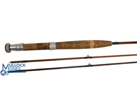 Millwards Flylite split cane trout fly rod, 7ft 2" 2pc with spare tip, alloy sliding reel fittings and collar, clear agate bu