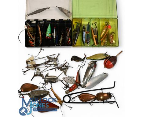 Assorted Selection of Fishing Lures, Baits, Spoons etc - features Milward's Archer bait mounts, ABU Salar, minnows, Rublex On
