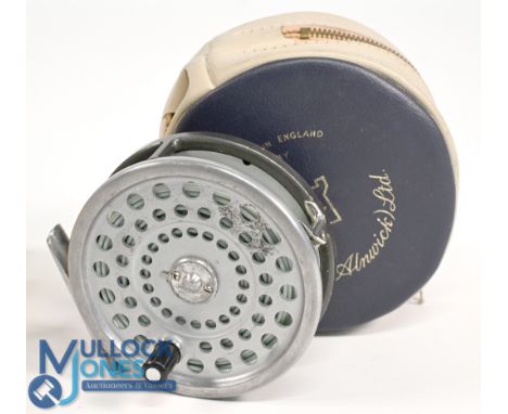 Hardy Bros "Marquis" 8/9 alloy trout fly reel, 3 5/8" ventilated spool, 2 screw latch, black handle, rear tensioner, constant