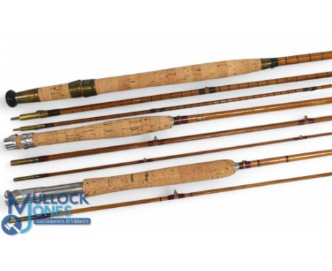 Millwards Coltcraft split cane trout fly rod No 6912, 9ft 3pc alloy sliding reel fitting and collar, lined butt rings, MCB, l
