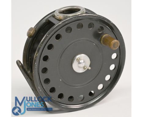 Hardy Bros "The St George" alloy trout fly reel 3 ¾" spool, 2 screw latch, brown handle, milled rim tensioner, constant check