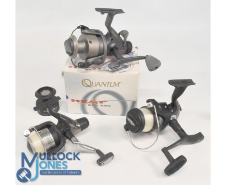 Quality Boat BLS 360 fixed spool reels with spare spool, good bail, counter balanced handle, rear tensioner. In original box 
