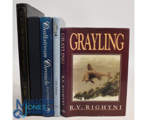 Five Fishing Books to include Grayling 1996 R V Righyni, Flyfishing for Grayling 1999 John Roberts signed limited edition (91
