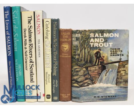 Eight 'Salmon' Hardback Fishing Books to include - Salmon and Trout 1963 R N Stewart, Salar the Salmon 1935 Henry Williamson,