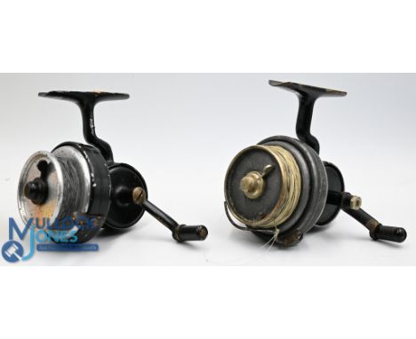 The Helical Casting Reel in salmon size, working half bail, alloy casing and flier with brass stem, good, and a similar reel,