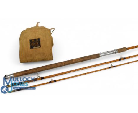 Hardy Alnwick "The J J H" Palakona split cane spinning rod No E56738, 10ft 6" 3pc, 24" handle, alloy down locking reel seat, 