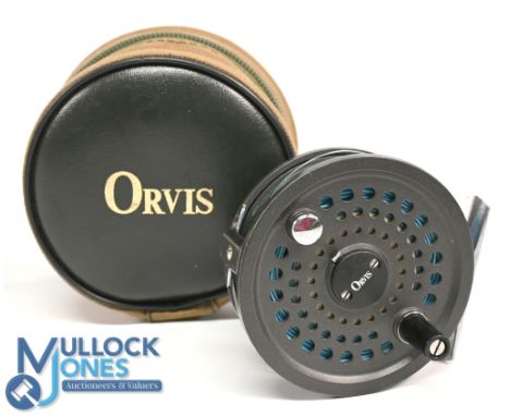 Orvis USA made in England disc 7/8 alloy fly reel, 3 ¼" ventilated spool, 2 screw latch, counter balanced handle, rear tensio